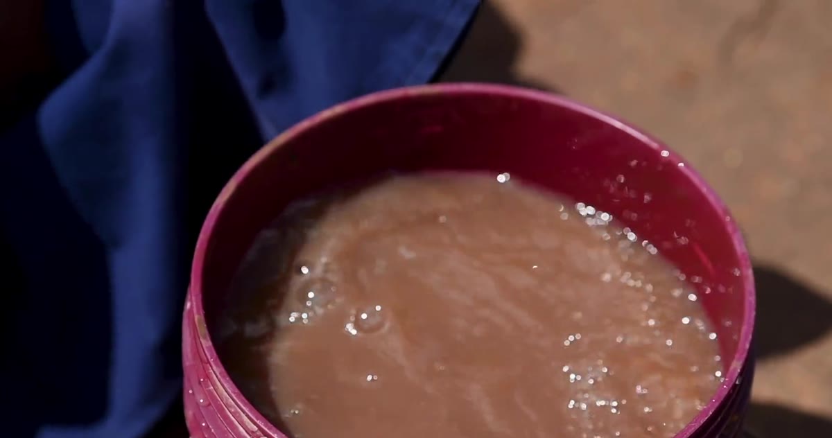 A bowl of muddy drinking water